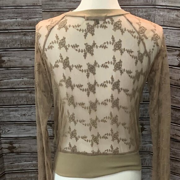 🔥🔥SALE🔥🔥RYU Brown Lace Crochet Jacket Cardigan Top - Picture 5 of 5